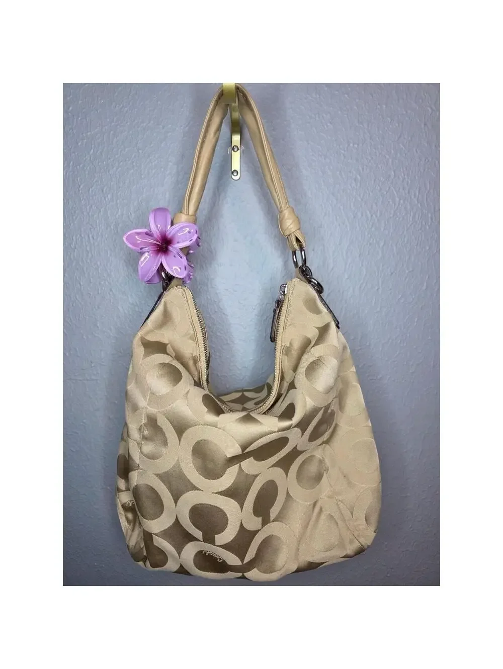🍒Coach Kristin Khaki Optic C Shoulder Bag🍒
